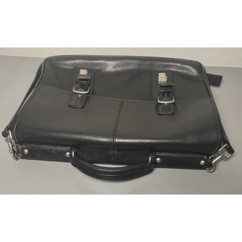 Vintage COACH F06455 Thompson Black Leather Briefcase Laptop Messenger Bag